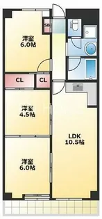 上本町第2ガーデンハイツ【1302号室】の間取り
