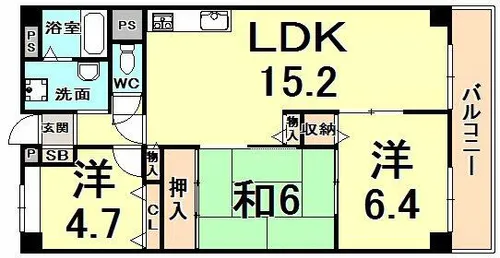 ルノン大森・ドゥ【6階】の間取り