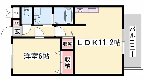 イーグレットハウス【B201号室】の間取り