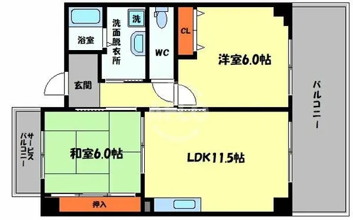 インテグレート東田辺【2階】の間取り
