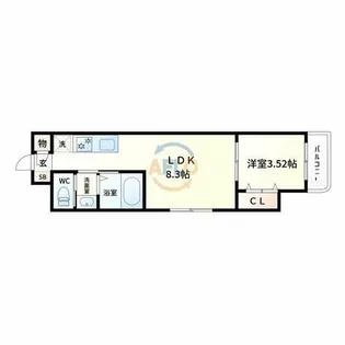 Monotone弁天町【7階】の間取り