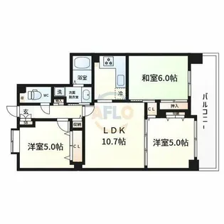 ビューネなんば【5階】の間取り