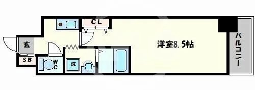 SWISS難波西【13階】の間取り