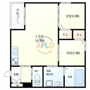 フォルモント住之江【2階】の間取り