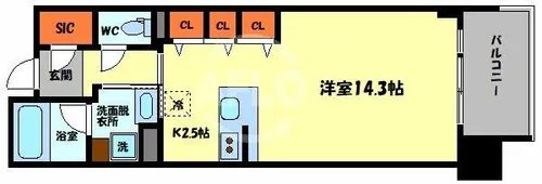 ロイヤルパークスなんば【10階】の間取り