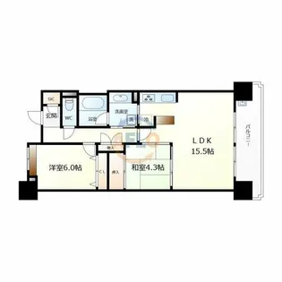 ロイヤルパークスなんば【13階】の間取り