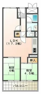ユニハイツ朝霧【4階】の間取り