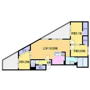 ラ・シュエット札幌駅【101号室】の間取り