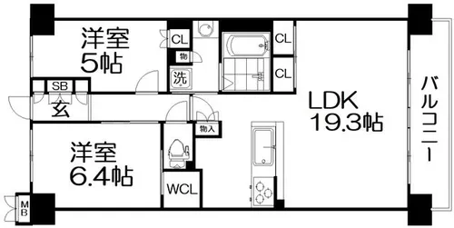 メイツ楠葉中央【8階】の間取り