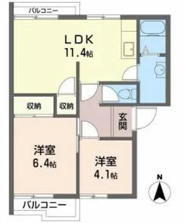 タウニィ今在家B【0201号室】の間取り