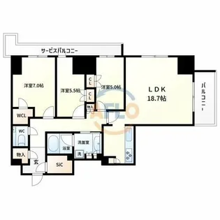 ジオタワー新町【14階】の間取り