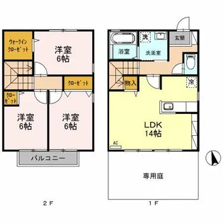 リビングタウン小森野 参番館 A棟【101号室】の間取り