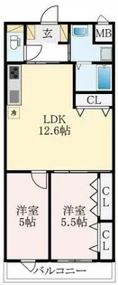 ステラウッド古室【3階】の間取り
