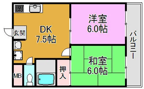 スカイハイツ【4階】の間取り