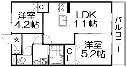 メゾンヴィオレ翔開【1階】の間取り