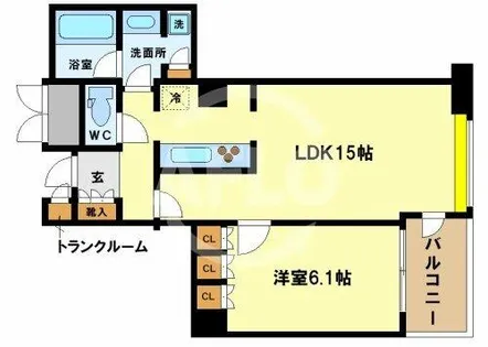 ディーグラフォート大阪NYタワー肥後橋【19階】の間取り