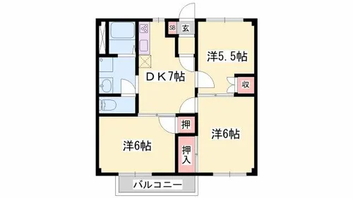 兵庫県姫路市勝原区大谷【アパート】の間取り