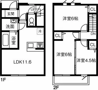 愛知県西尾市一色町一色東塩浜【テラスハウス】の間取り