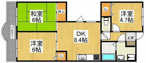 シャルマンフジ富田林【6階】の間取り