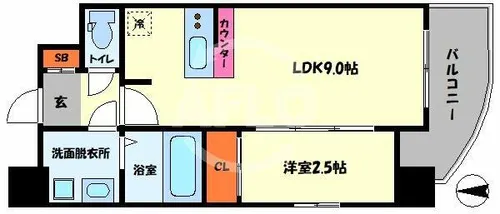 アドバンス難波ラシュレ【12階】の間取り