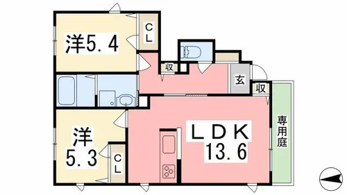 ソレイユ神田【1階】の間取り