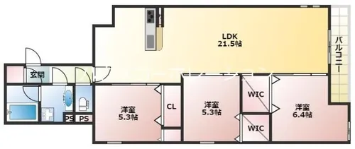 エステート南塚口【2階】の間取り