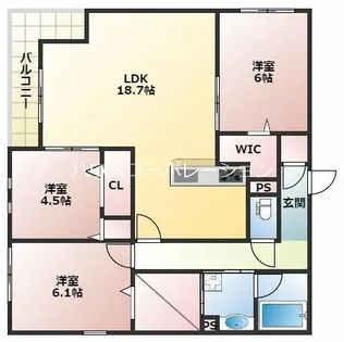 エステート南塚口【1階】の間取り