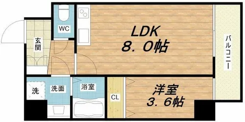 クローバー・レジデンス玉造【9階】の間取り