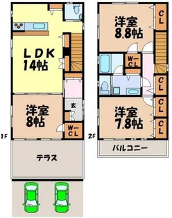 愛知県名古屋市千種区鹿子町6丁目【一戸建】の間取り