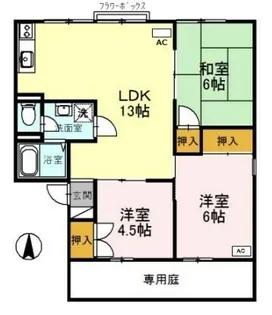 セジュール北八代【1階】の間取り