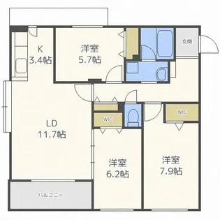 北海道札幌市北区新琴似七条16丁目【マンション】の間取り