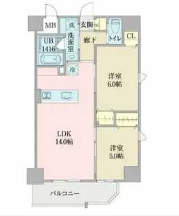 プロシード白壁【6階】の間取り