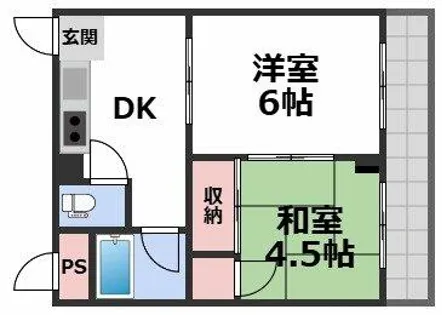 グランドハイツ大今里【1階】の間取り