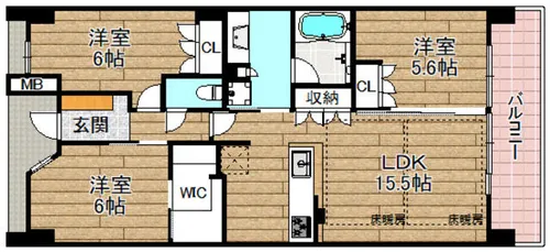 ジオ島本サウス棟【6階】の間取り