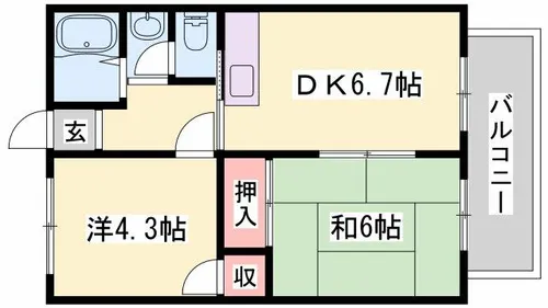 ノーブル御立【1-A号室】の間取り