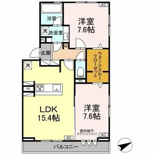 パークハイツ竜美【3階】の間取り