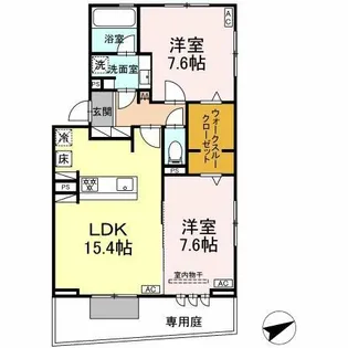 パークハイツ竜美【1階】の間取り