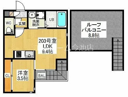 Grandticプリモ・アモーレ庄内緑地公園【2階】の間取り