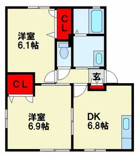 ドミール2004 B棟【103号室】の間取り