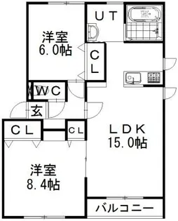 グランデスⅡ【205号室】の間取り