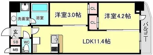 セレニテフラン梅田【15階】の間取り