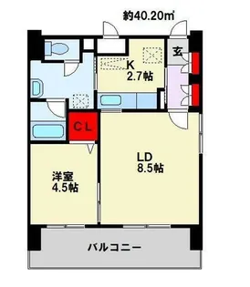秋桜中間【5階】の間取り