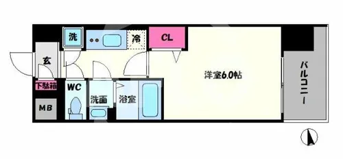 レジュールアッシュOSAKA新深江【5階】の間取り