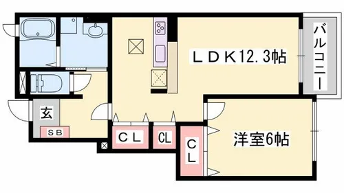 兵庫県姫路市大津区長松【アパート】の間取り