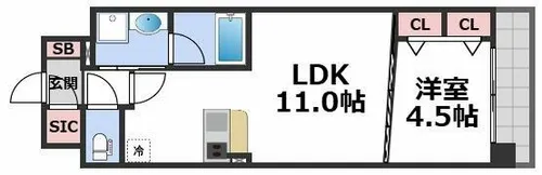 スプランディッド本町東DUE【8階】の間取り