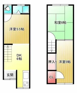 大阪府松原市高見の里4丁目【テラスハウス】の間取り