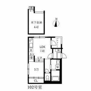 ハーモニーテラス御器所【102号室】の間取り