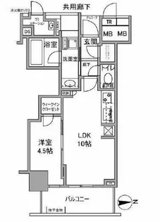 プラウドタワー北浜【3号室】の間取り