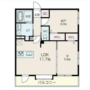 アルファスクエア北22【2階】の間取り