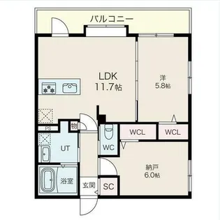 アルファスクエア北22【705号室】の間取り